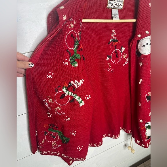Heirloom Collectibles Snowman Hand Knit Christmas Sweater | Size L - Picture 7 of 8
